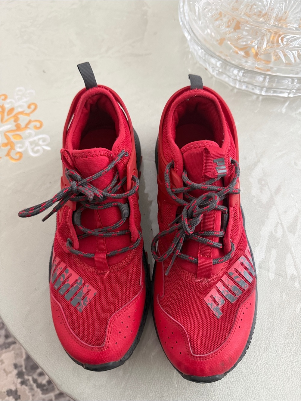 Puma Red and Gray Kids' Athletic Sneakers